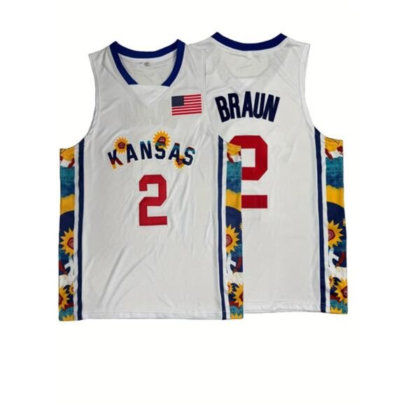 New Kansas Jayhawks Christian Braun #2 Basketball Jersey - White/Sunflower - Picture 2 of 6